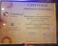 ilustracja do wpisu 
Certyfikat Przedszkola Freblowskiego - mamy to!